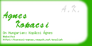 agnes kopacsi business card